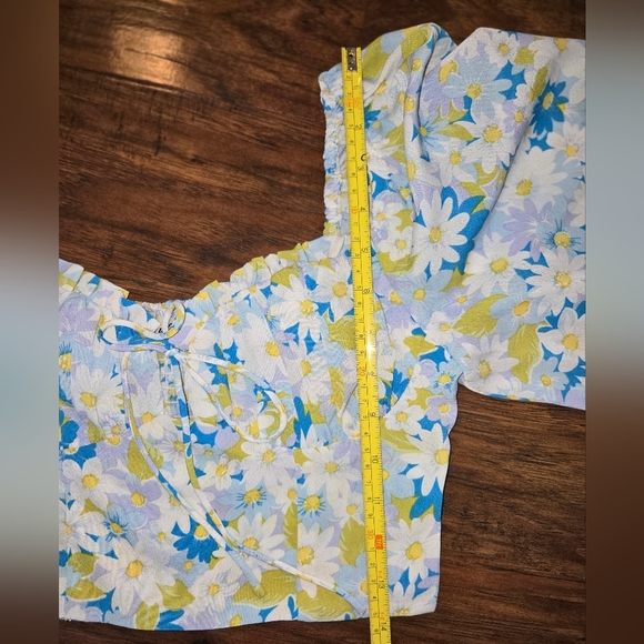 Ruby Sees Floral Ruffle Shirred Faux Corset Crop Top Size 8 - Picture 7 of 9